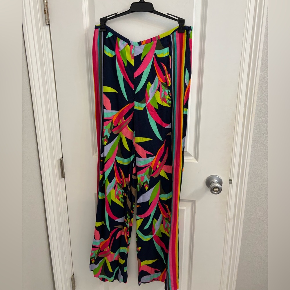 TRINA TURK size 6 colorful wide leg zip up pants